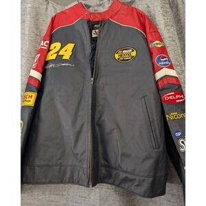 Vtg Nascar Jeff Gordon‎ Jacket Black/Red Wilson Leather #24 DuPont XL Chase